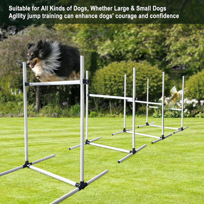 Dog Agility Jump Set with Adjustable Height Bars – Includes Carry Bag, Indoor & Outdoor Jumping Hurdles for Training, Dog Agility Course Equipment