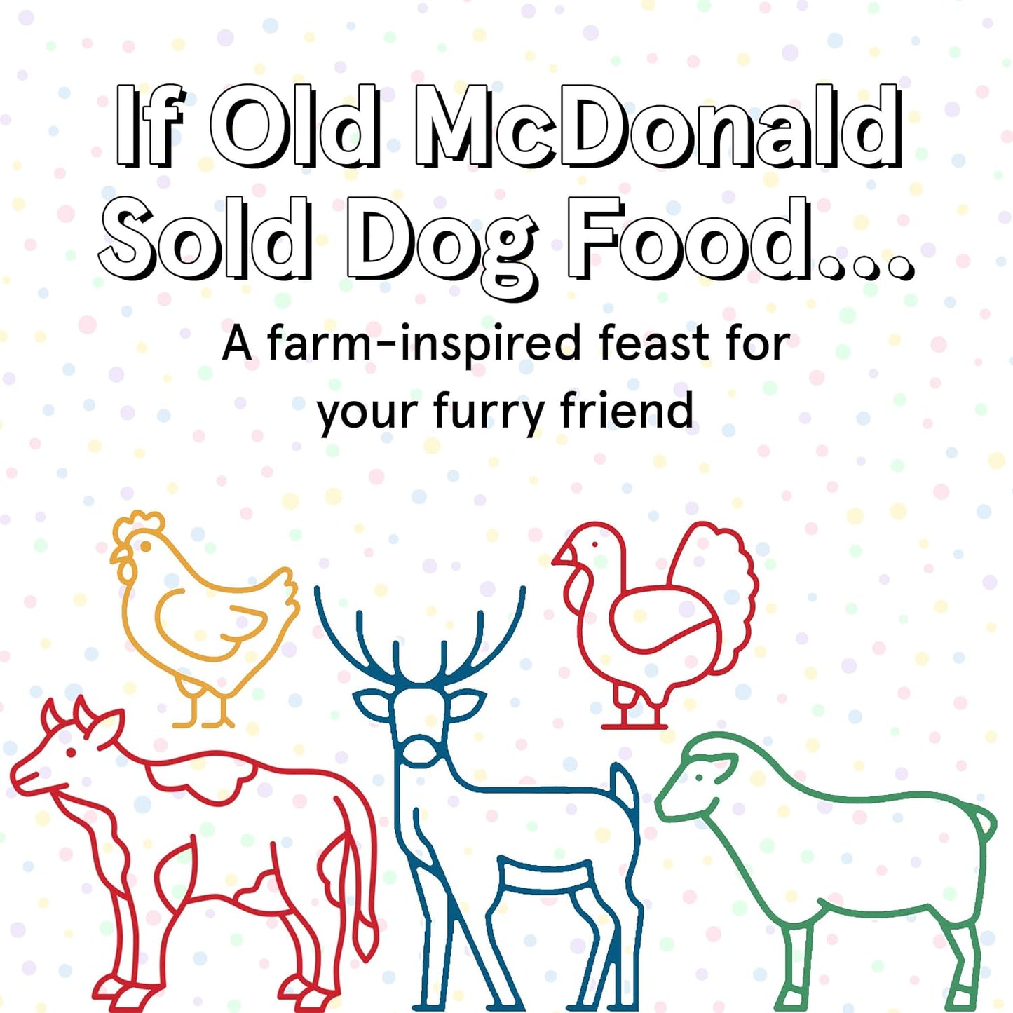 TRMC Mixed Meat E-I-E-I-O Air Dried Dog Food w/Real Beef, Lamb, Turkey, Chiken & Venison (Free from Fish) - 2lbs of Grain-Free, High-Protein, Real Meat Dog Food for Dogs of Any Age & Size