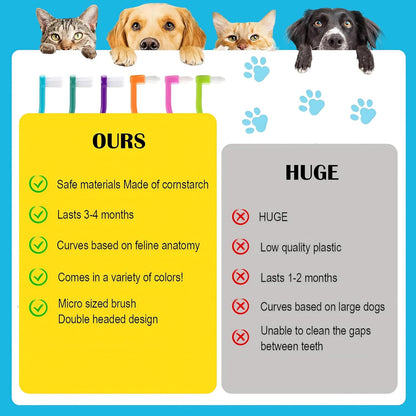 COOCOO BABY Dual Sided Cat Toothbrush Brush Cleaning Brush Dental Tools Cat Accessories Soft Toothbrush for Cats Round Kit with Toothpaste Function for Oral Care Teeth Cleaning Grooming Tool