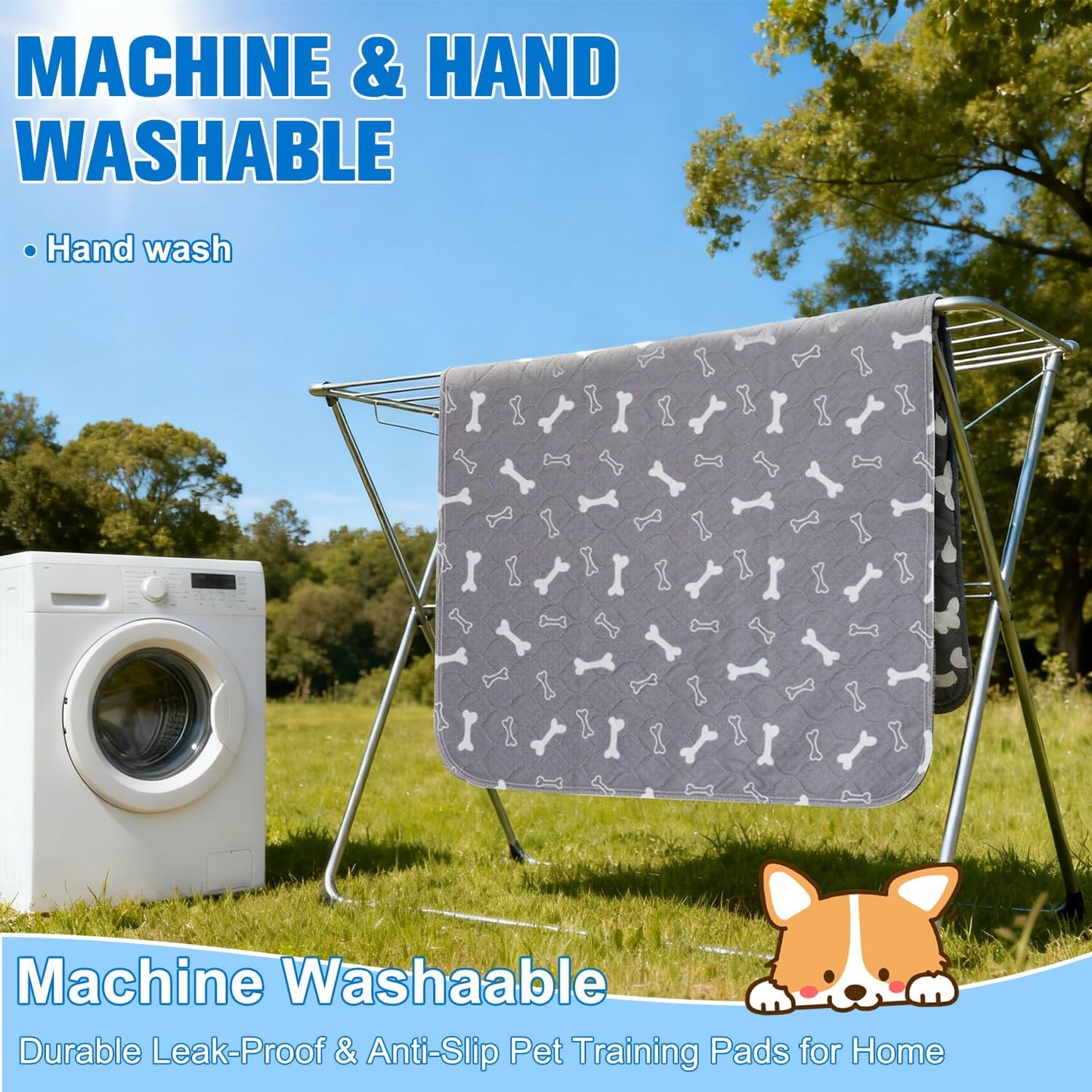 Puppy Pee Pads for Dogs, Washable Pet Pads for Dogs & Cats, Reusable Pet Pads with Pheromones, Durable Leak-Proof & Anti-Slip Pet Training Pads for Home & Travel (Large 32 * 35 in)