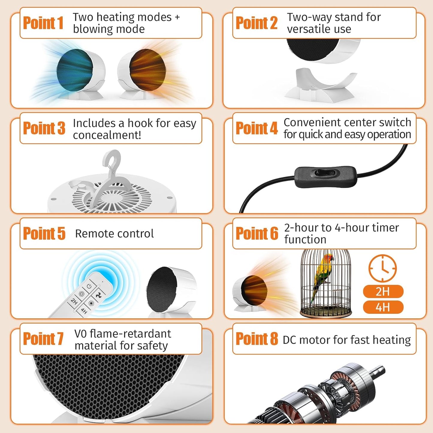 200W Reptile Heat Mats Space Heater, Adjustable Temperature Reptile Heating Heaters, Non-Light Heating Solution with Expanded Heating Range for Hermit Crabs/Leopard Geckos/Turtles/Snakes/Frog/Iguana