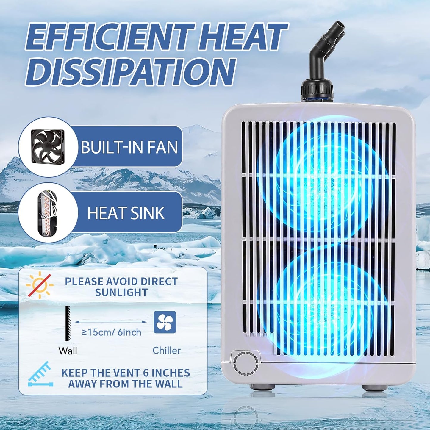 Poafamx Aquarium Chiller 42Gal Water Chiller for Fish Tank 1/10 HP Water Cooler Refrigeration Compressor for Axolotl Hydroponics System Saltwater Freshwater Coral Jellyfish with Pump and Pipe 110V