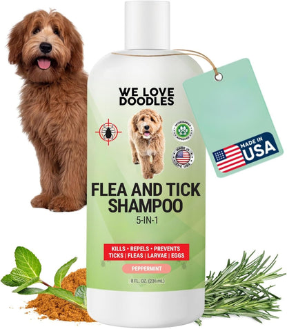 We Love Doodles Flea Shampoo for Dogs - Stops Fleas & Ticks for Dogs, Natural, Safe & Effective Lice Treatment, Soothing Shampoo for Sensitive Skin, Made in USA (8 fl oz)