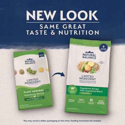 Natural Balance Limited Ingredient Adult Dry Dog Food with Vegan Plant Based Protein and Healthy Grains, Vegetarian Recipe, 24 Pound (Pack of 1)