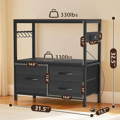 Heybly 20-29 Gallon Fish Tank Stand, Aquarium Stand with Drawer, Power Outlet, Heavy Duty Metal Frame, for Fish Tank, Turtle & Reptile Terrarium, 31.5" x 15.7" Top, 330lbs, Black HAS001BK