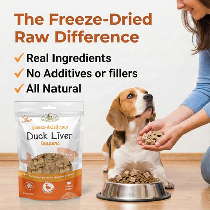 Fieldcrest Farms Duck Liver Toppers – Freeze-Dried Raw Single Ingredient Dog Food Topper, High Protein, All-Natural & Grain-Free, 12 oz.