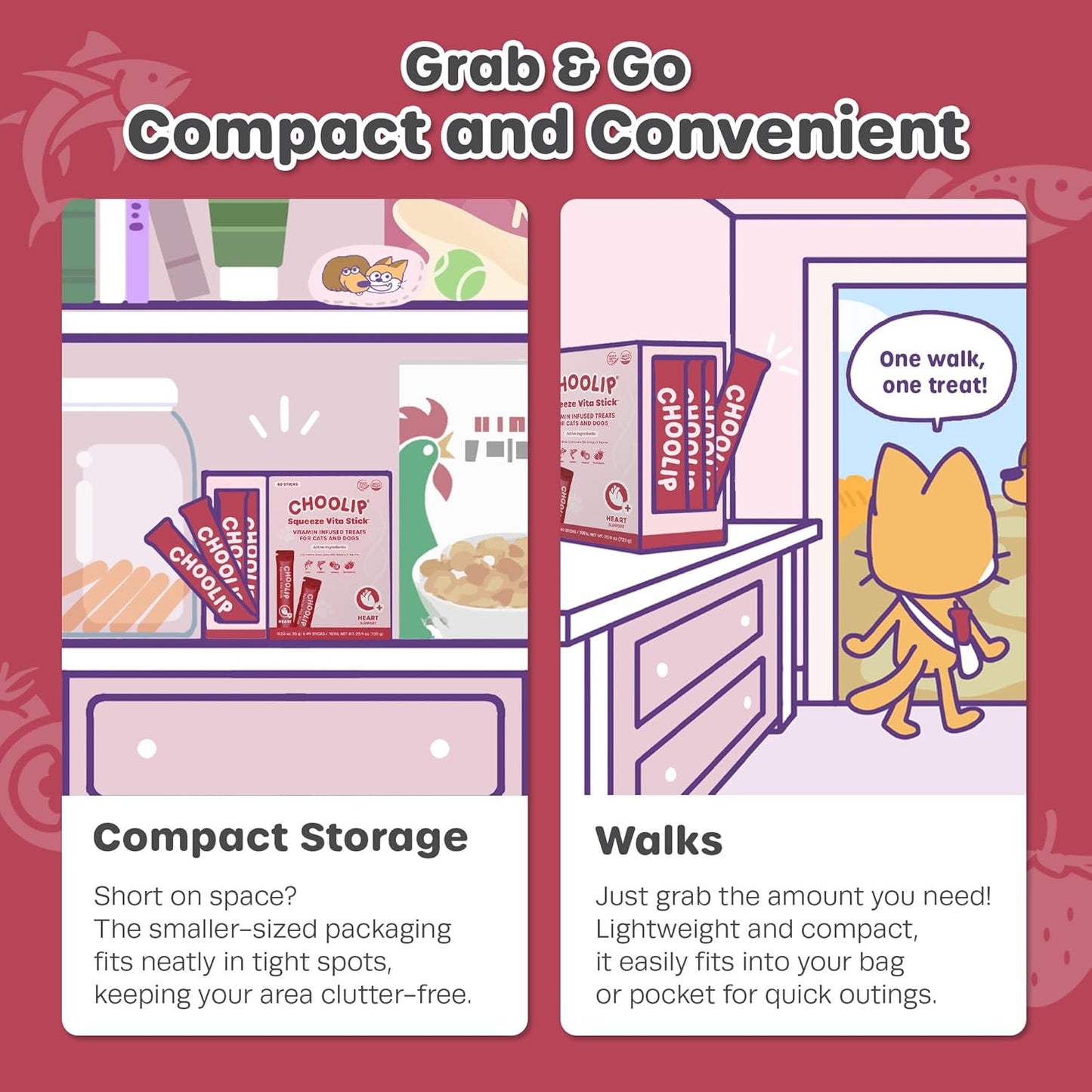 Choolip Bundle | 20pc Jumbo Squeeze Vita Sticks with Essential multivitamins + 49 Heart Support Squeeze Vita Sticks with Essential multivitamins [Both Products are for Cats & Dogs of All Life Stages]