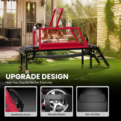 Dog Treadmill for Large Dogs,91" Treadmill for Dogs with Brake,Adjustable Dog Treadmill Slatmill for Dog s Easy to Move Pet Treadmill for Indoor & Outdoor,Training for Dog s, Up to 350LBS