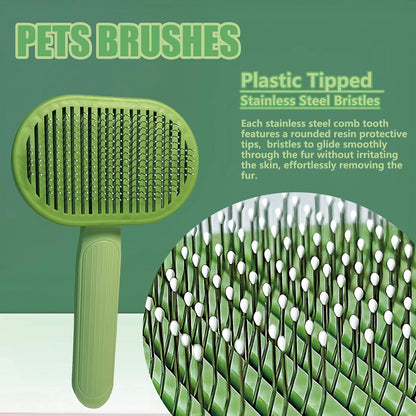 Demiya Cat Grooming Comb with Ergonomic Handle, Green Plastic Pet Brush for Cats, Detangling and Deshedding Tool (Green)