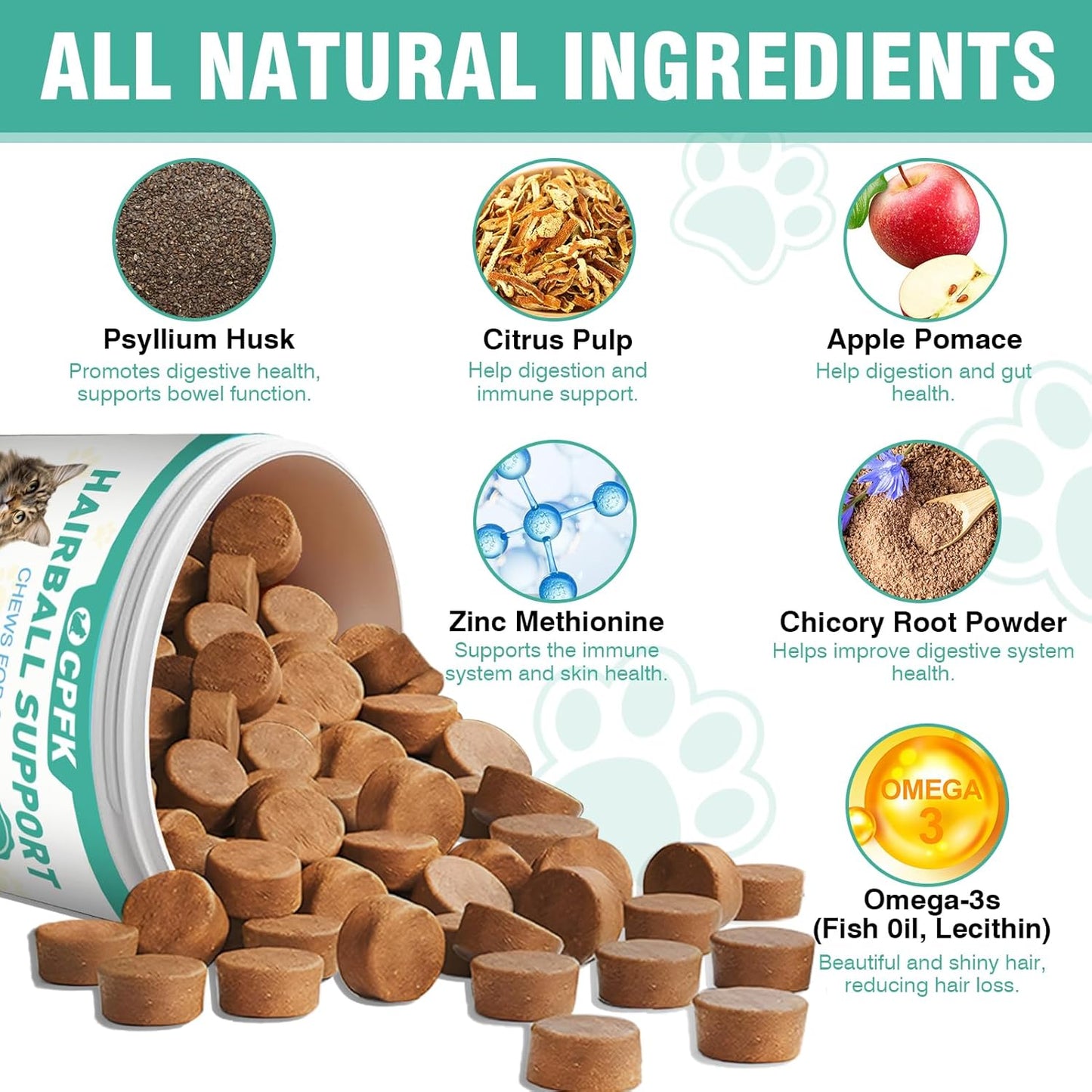 Cat Hairball Remedy Treats, 150 Soft Chews Cat Hair Ball Treatment Furball Control Relief Helps Eliminate and Prevent Hairballs for Indoor Cats Supports Skin and Coat Digestion Chicken Flavor