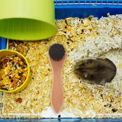 2Pcs Small Pet Grooming Brush Set with Soft Bristles and Wood Handle, 4-Inch Bathing and Cleaning Tool for Hamsters, Guinea Pigs, Rabbits, and Small Animals