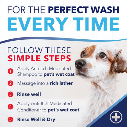 TropiClean Oxymed Medicated Cat & Dog Shampoo and Conditioner Set for Itchy Skin, Skin Soothing Oatmeal Shampoo & Conditioner for Dogs & Cats | Set of 2