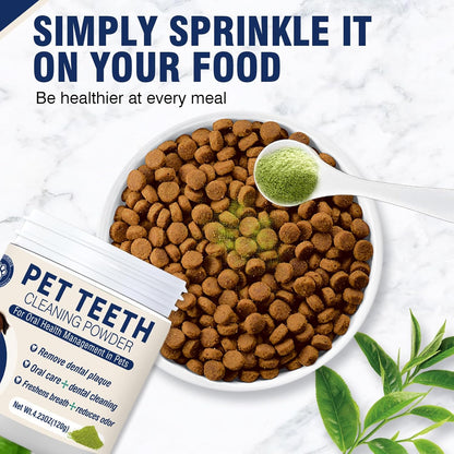 Dental Powder for Dogs Dog Teeth Cleaning Products Dog Tooth Cleaning Powder with Probiotics for Dogs Bad Breath Treatment Plaque and Tartar for Small Medium and Large Pet Dental Cleaner 120 G