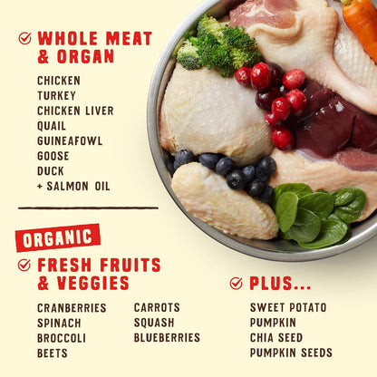 Stella & Chewy's Wild Red Raw Blend Kibble - Premium Freeze-Dried Raw Coated Dog Food - Perfect For Picky Eaters - High Protein Grain Free with 6 Poultry Sources - 3.5lb Bag