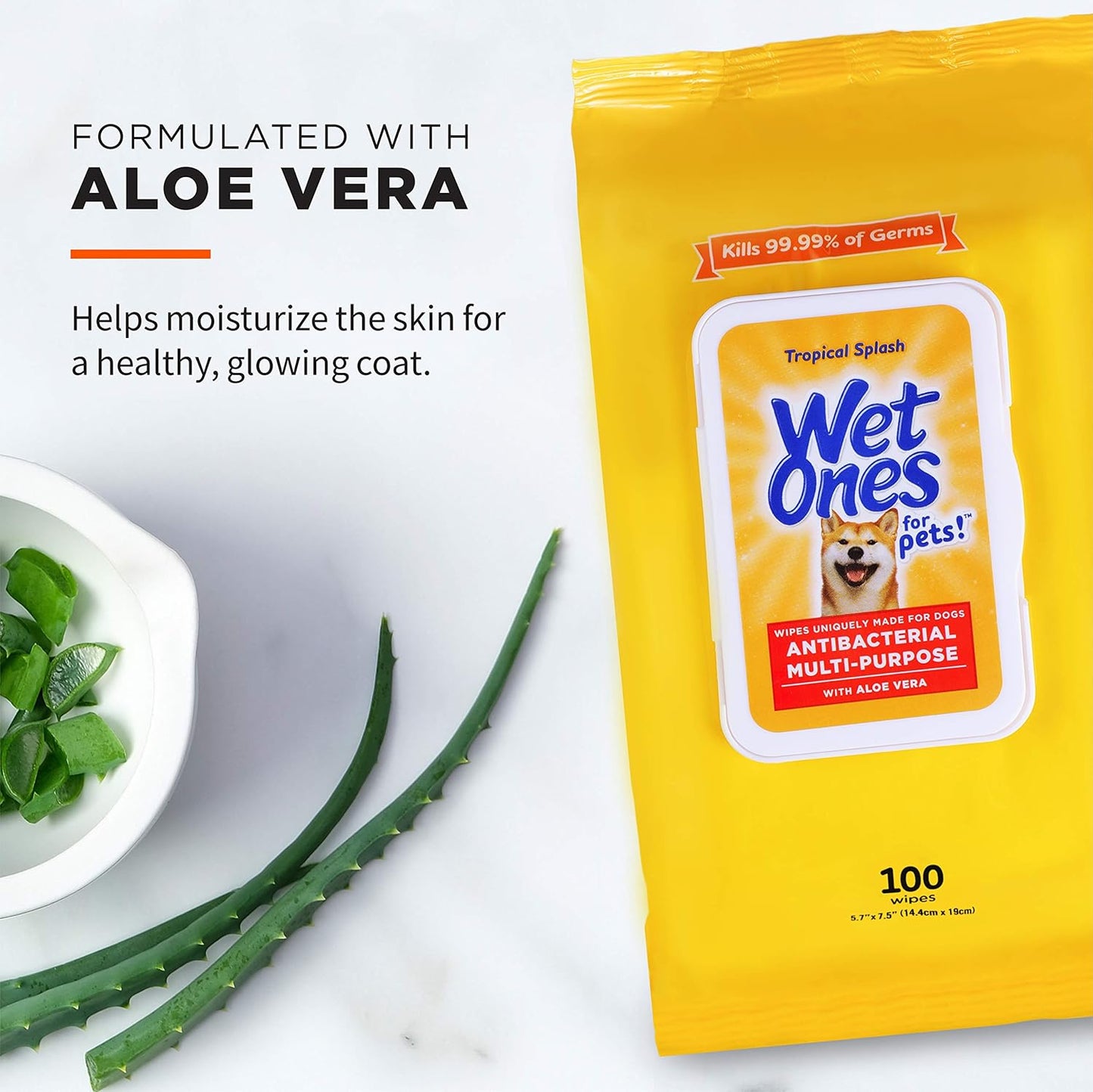 Wet Ones for Pets Multi-Purpose Dog Wipes with Aloe Vera, 100 Count - 3 Pack & Vet's Best Dog Toothbrush & Toothpaste Kit - Natural Ingredients Reduce Plaque, Whiten Teeth, Freshen Breath