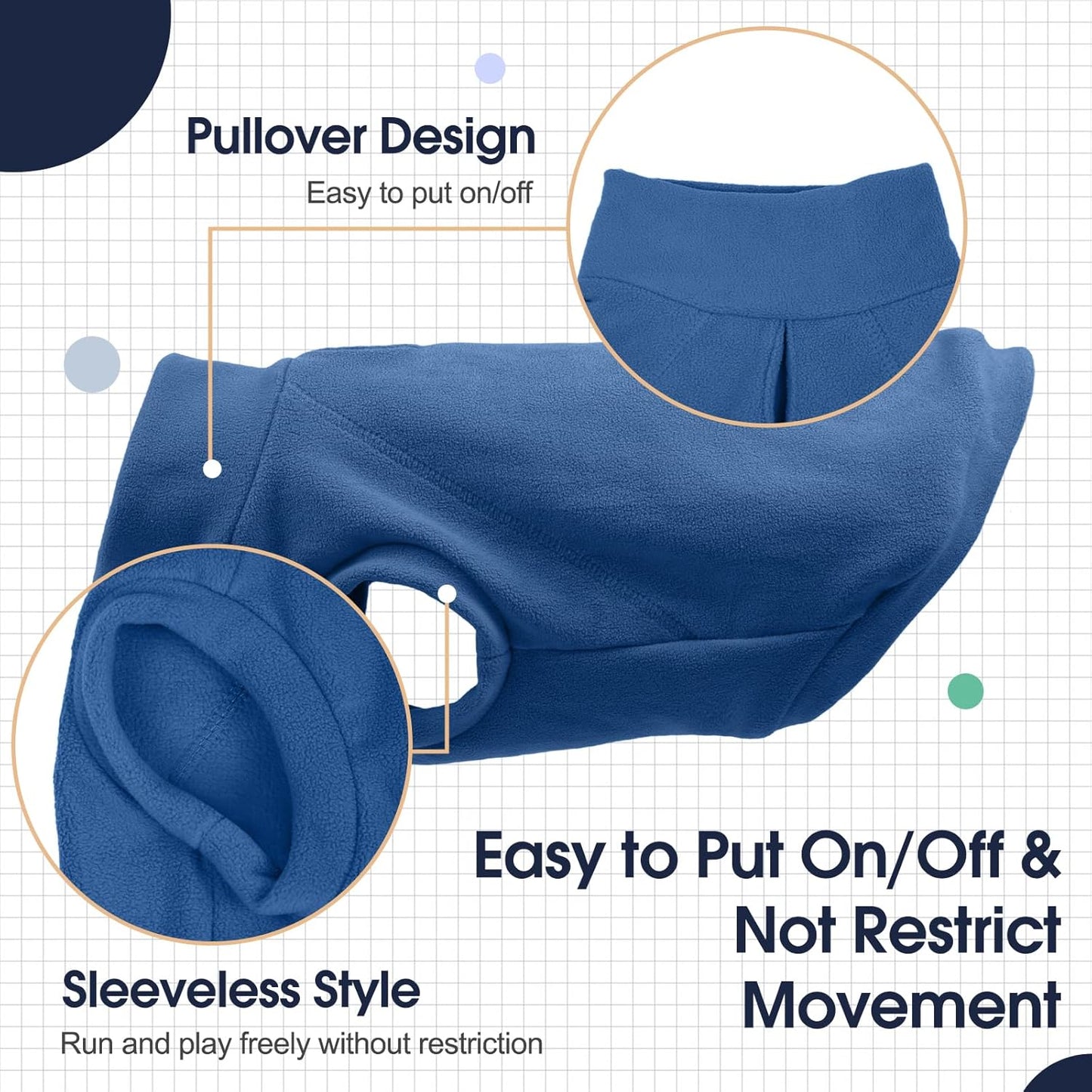 IECOii 2 Pack Fleece Doberman Sweater for Dog - Warm Winter Fleece Vest, Comfortable Coats for Outdoor, Stretchy Pet Sweatshirt for Large Dogs, Machine Washable (Size 4XL, Dark Blue & Light Blue)