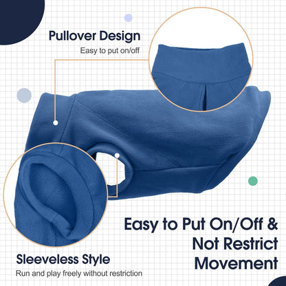 IECOii 2 Pack Fleece Doberman Sweater for Dog - Warm Winter Fleece Vest, Comfortable Coats for Outdoor, Stretchy Pet Sweatshirt for Large Dogs, Machine Washable (Size 4XL, Dark Blue & Light Blue)