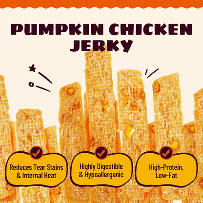 23.28oz Chicken & Pumpkin Jerky Dog Treats - Grain Free, Limited Ingredient Dog Snacks - All Natural Chewy Dog Treats for Digestive Health - Training Treats for All Dog Sizes