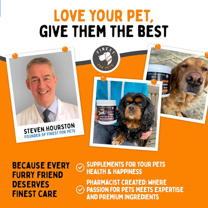 Omega 3 Fish Oil for Dogs - Finest For Pets Soft Gels for Skin & Coat, Itching, Shedding, Joints & Immune Health - 100% Pure Omega Fish Oil with EPA & DHA. Ideal for Medium to Large Dogs (180 ct)