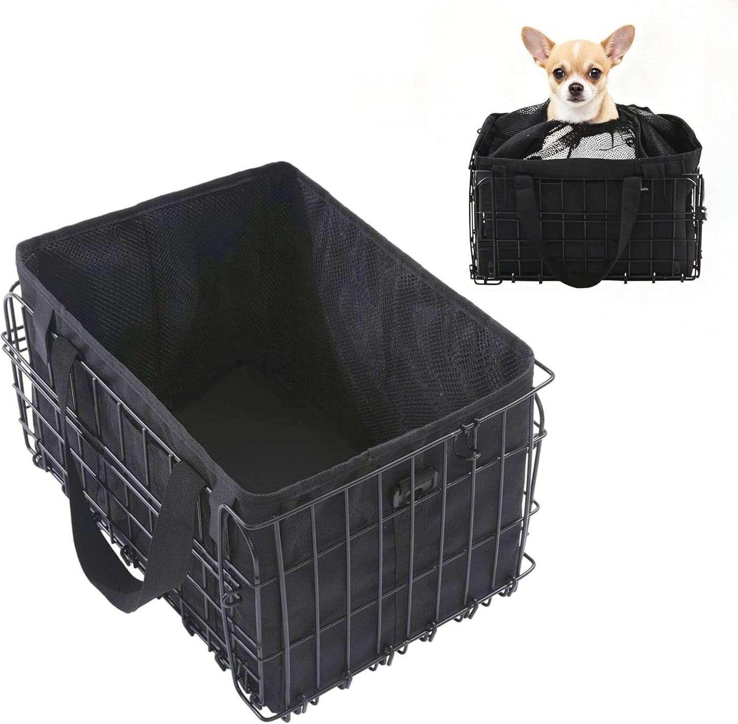 Bike Basket Suit for Front/Rear/Side of Bicycle with Removable Liner Bag, Dog Bike Basket Carrier for Travel, Large Size Basket More Storage, Ebike Accessoriest for Pets, Fruit & Grocery