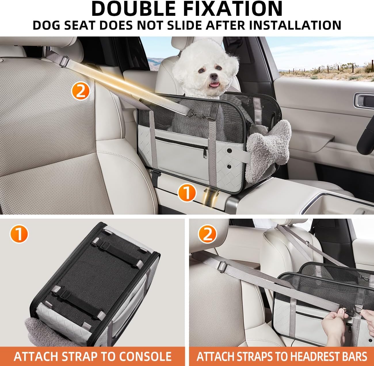 Center Console Dog Car Seat,Outdoor Dog Bed Sofa,Carseats for Small Dogs Carriers,Puppy Cat Car Seat(Gray)