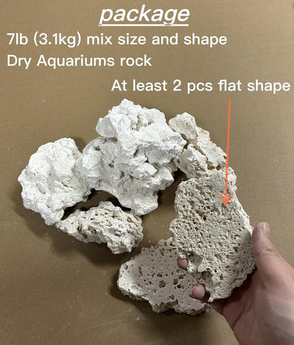 Dry Base Rock for Aquarium White Coral Ornament Sea Base Rocks for Aquarium Aquascaping (7lb,Mix Size & Shape)
