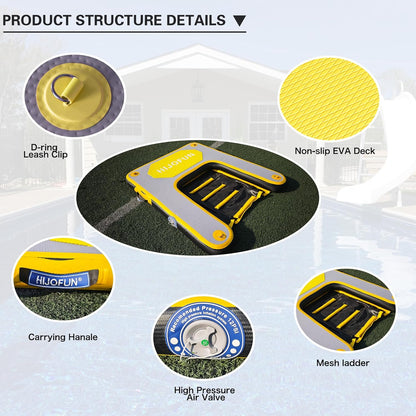 Inflatable Dog Water Ramp with Non-Slip Steps & D-Rings–220 lbs Capacity,55"x39.4"x4", Portable Floating Ladder for Pool, Boat, Lake – Yellow