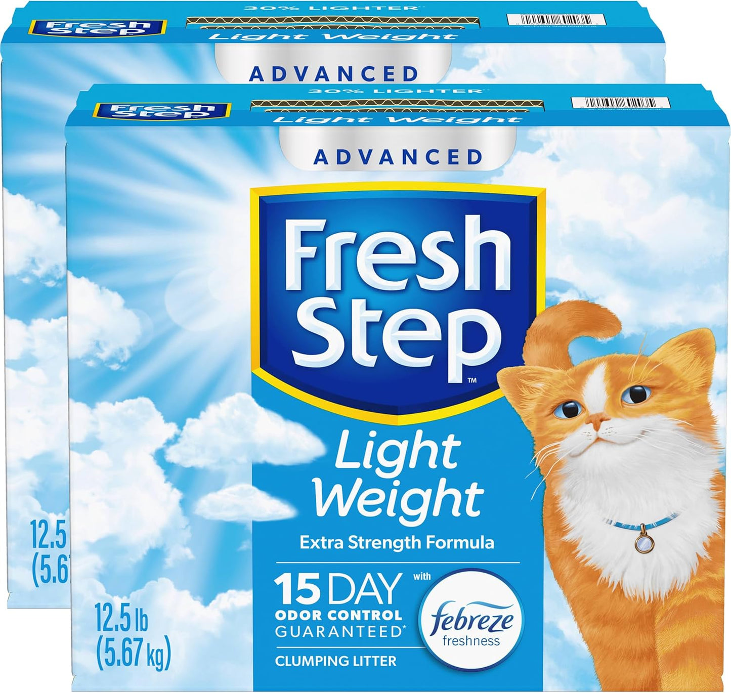 Fresh Step Light Weight Advanced Extreme Cat Litter with Febreze Freshness, Extra Strength Formula Clumping Litter, 25 lbs. (2 x 12.5 lb. Box)