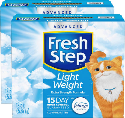 Fresh Step Light Weight Advanced Extreme Cat Litter with Febreze Freshness, Extra Strength Formula Clumping Litter, 25 lbs. (2 x 12.5 lb. Box)