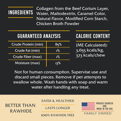 FIDELIS Rawhide Free Dog Chews Long Lasting, Treat Sticks, Dog Treats, Small & Large Dogs, Beef Collagen, Gluten Free, Grain Free, Pet Chew, Bones-Alternative, Made in USA, 4pk, Chicken, 7"