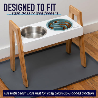 Leash Boss Slow Feeder Dog Bowls - Nonslip Slow Feeder Insert, Healthy Eating Dog Food Bowl, Includes Puppy Essentials Placemat & Star Mold, 2 Cup, Gray