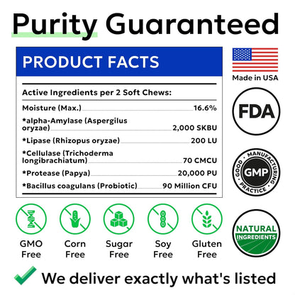 BARK&SPARK Dog Probiotics for Digestive Health & Enzymes + No Poo Chews for Dogs - Diarrhea, Gas, Upset Stomach Relief & Season Allergy - Coprophagia & Stool Eating Deterrent with Probiotics