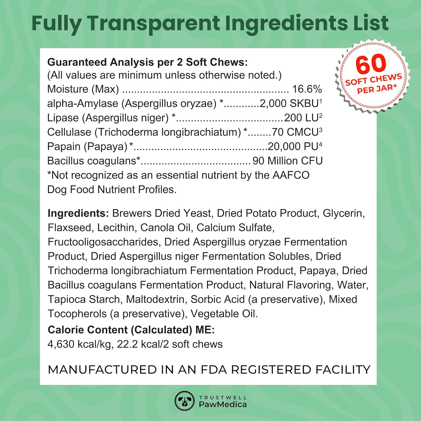 PawMedica Dog Probiotics and Digestive Enzymes, Probiotics for Dogs Made in USA, Pet Probiotic Chews for Dogs, Prebiotics & Probiotic Dog Digestive Support, Probiotic Treats - 60 Dog Probiotic Chews