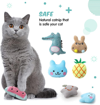 Gejoy 20 Pieces Catnip Toys for Indoor Cat Plush Kitten Cat Chew Toys Catnip Kitten Entertaining Interactive Dolls(Lovely)
