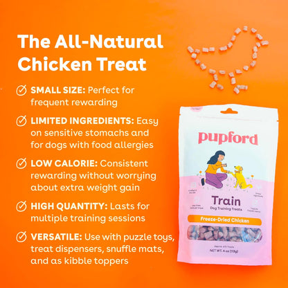 Pupford Freeze Dried Training Treats for Dogs & Puppies, 475+ Two Ingredient Bites (Chicken, 4 oz)