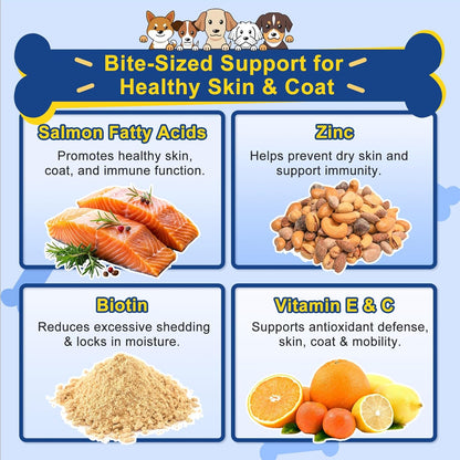 Probiotics & Salmon Fish Oil for Dogs Skin and Coat & Digestive Health