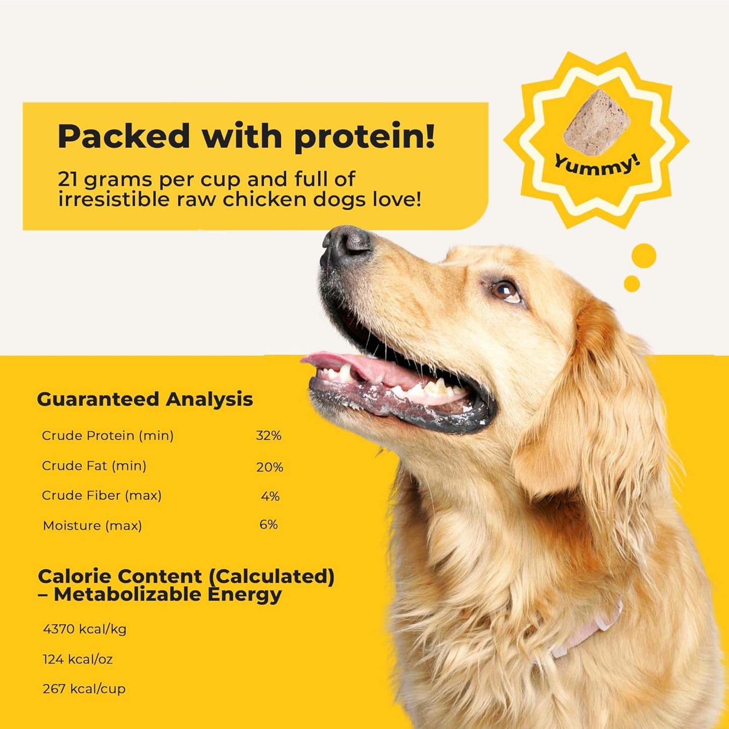 Chonky Chicken - Dog Treats Freeze Dried Chicken, Complete Meal & Topper, Real Cuts for Training - High Protein (21g Per Cup) Best Dog Stocking Stuffers, Made in The USA, 20oz Bag