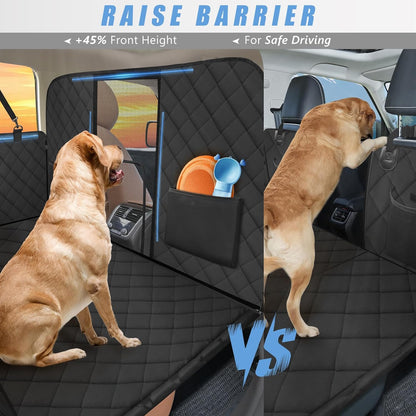 High Barrier Back Seat Extender for Dogs, Hard Bottom Dog Car Seat Cover for Back Seat Holds 420lbs, Backseat Protector Pet Bed, Waterproof Dog Hammock for Car SUV and Trucks