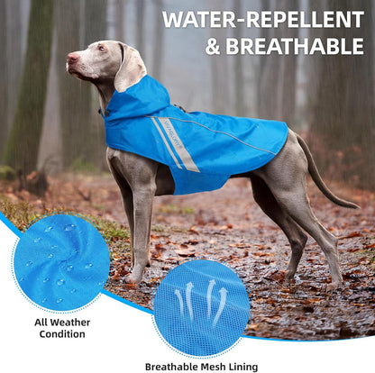 VIVAGLORY Short Dog Leash + Dog Raincoat, Rain Jacket with Harness Hole & Hood, Leash with Soft Padded Handle for Training