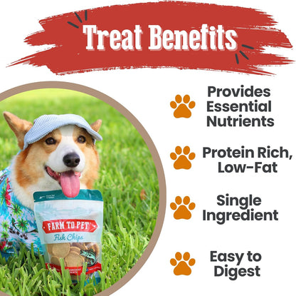 Farm To Pet - Dog Training Treats - Chicken, Turkey, Beef and Fish Chip Protein Variety Pack - 100% All Natural, Single Ingredient Training Treats for Small, Medium, and Large Dogs - Made in USA