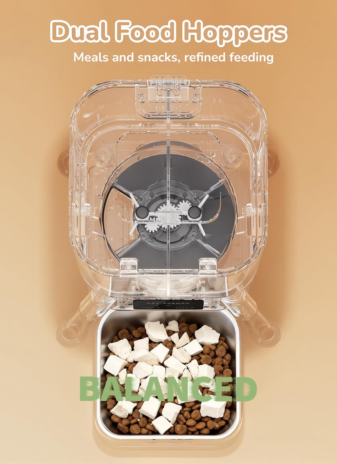 Dual Chamber Automatic Cat Feeder, 4L Smart WiFi Pet Food Dispenser with 2.4&5G WiFi App, Custom Schedule & Portion Control for Dry Food and Treats