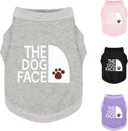Personality Canine Attire: Soft, Lightweight Cotton Dog Clothes with 'The Dog Face' Print. Small and Medium Breeds, Perfect for Everyday Wear, Comfortable and Breathable Dog Shirt Grey M