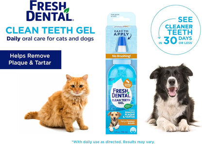 Fresh Dental Dog Toothpaste for Teeth Cleaning, Dog Breath Freshener, Easy Plaque & Tartar Remover Gel, No Toothbrush Needed, Effortless Dental Care, Tasty Peanut Butter Flavored Toothpaste, 4oz.