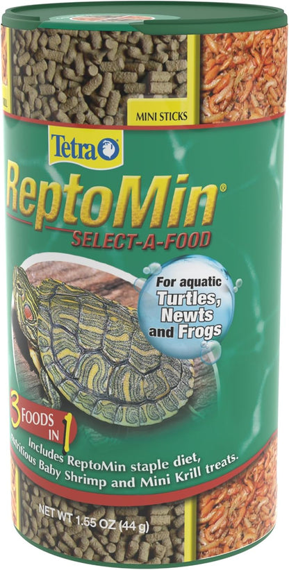 Tetra ReptoMin Select-A-Food 1.55 Ounces, For Aquatic Turtles, Newts And Frogs, Variety Pack
