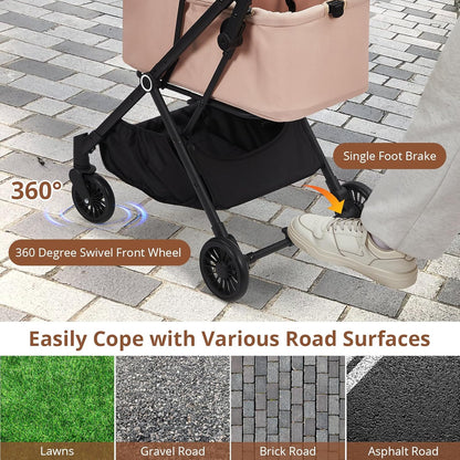 Luxury Pet Stroller for Dogs and Cat- Heavy-Duty Steel Frame, 4 Shock-Absorbing All-Terrain Wheels, One-Second Fold, UV Canopy & Travel-Friendly, FAA-Compliant for Air Travel