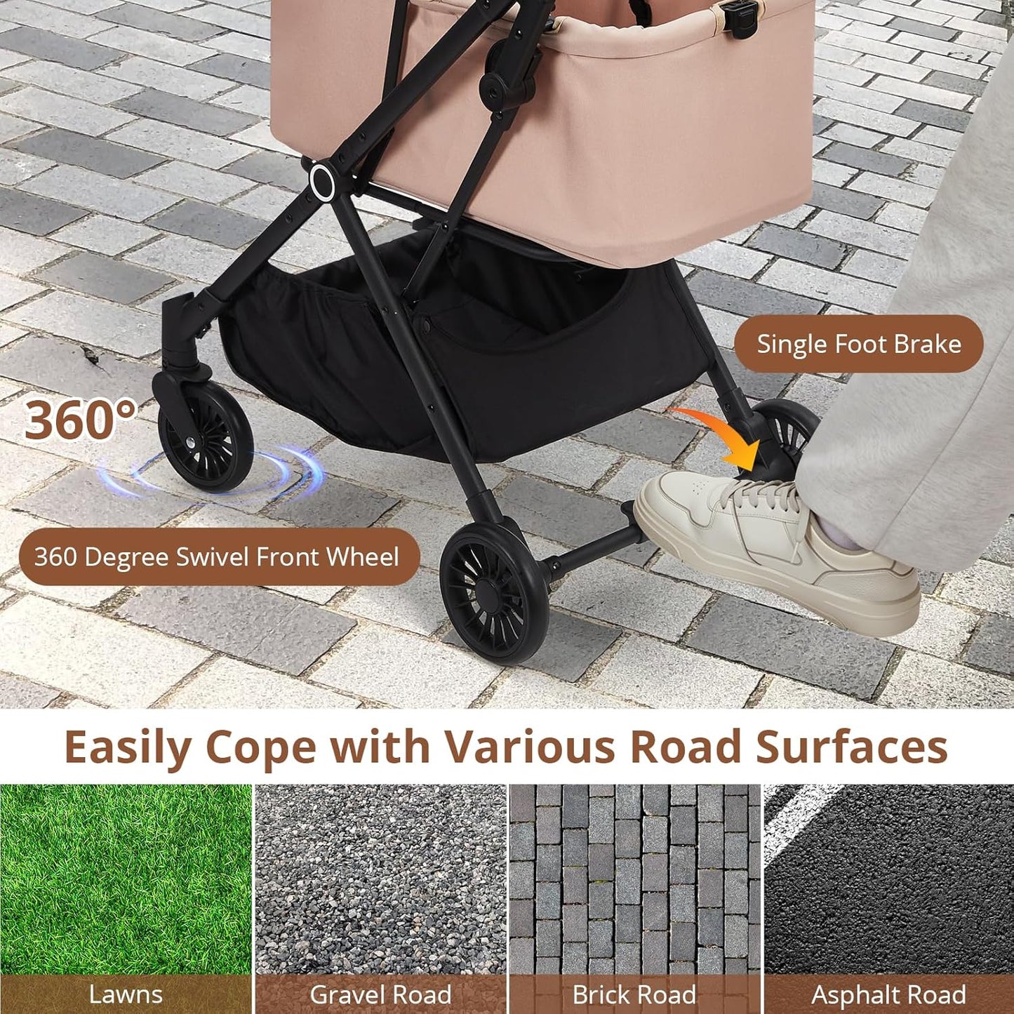 Luxury Pet Stroller for Dogs and Cat- Heavy-Duty Steel Frame, 4 Shock-Absorbing All-Terrain Wheels, One-Second Fold, UV Canopy & Travel-Friendly, FAA-Compliant for Air Travel