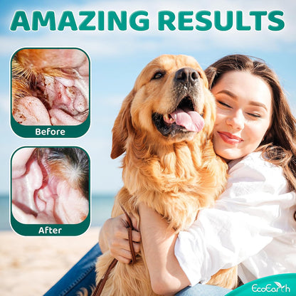 EcoEarth Premium Dog Ear Cleaner Wipes - 50 Pcs - Pet Ear Cleaning Finger Wipes - Pearl-Embossed Texture for Itchy Ear Relief & Infection Protection - Disposable Wipes for Wax & Dirt Removal