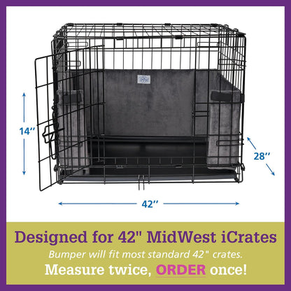 Pet Dreams Dog Crate Bumper & Mat Set with Bonus Donut Toy - Comfy Liner & Dog Tail Protector for Inside Crate, fits iCrate Cages 18, 24, 30, 36, 42, 48 Inches (Khaki, X-Large, 42“)