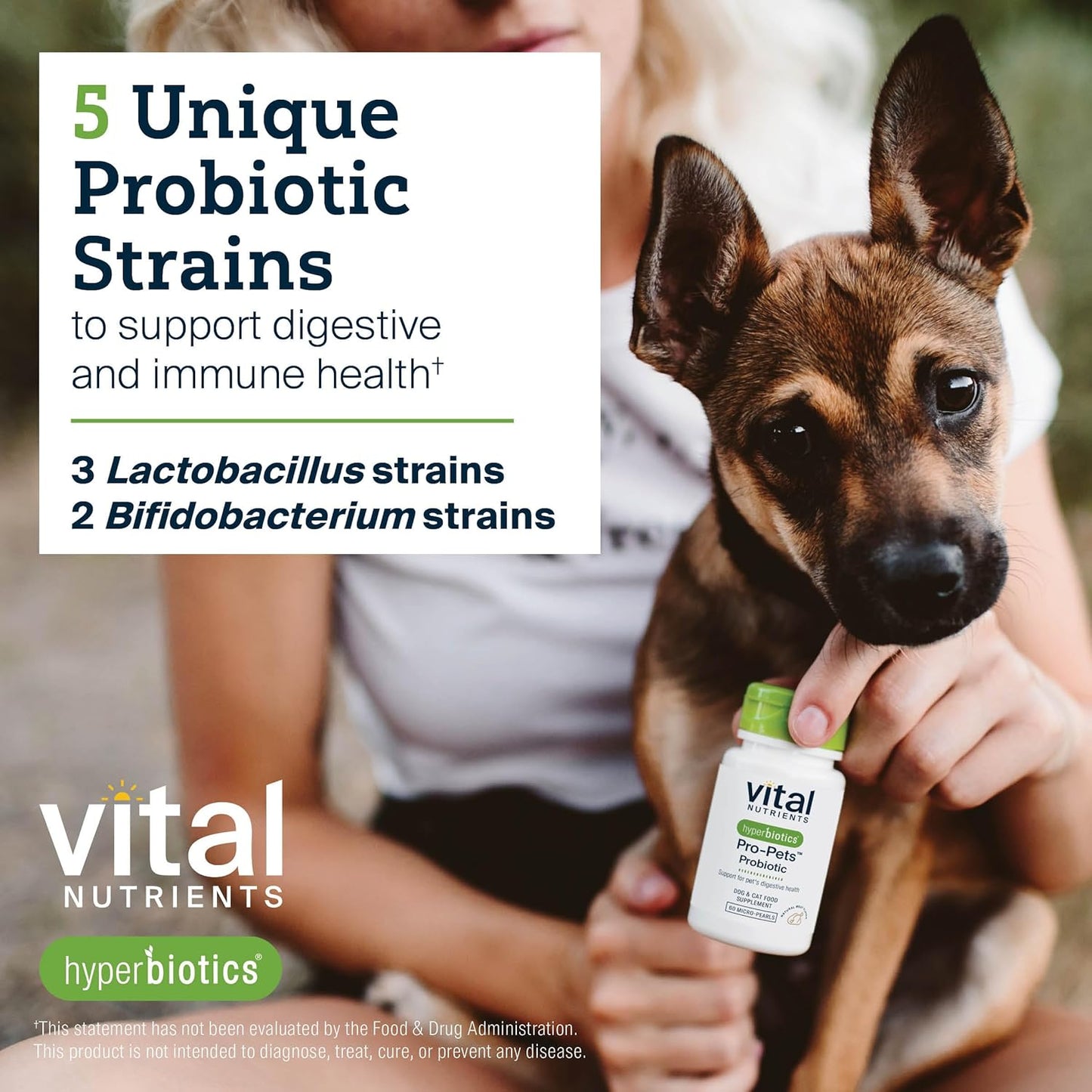 Vital Nutrients Pro Pets Probiotics for Dogs and Cats | Dog Probiotics for Digestive Health, Gut Health, Occasional Diarrhea* | Tasty Meat Flavor | Non-GMO | Hyperbiotics | 60 Micro Tablets