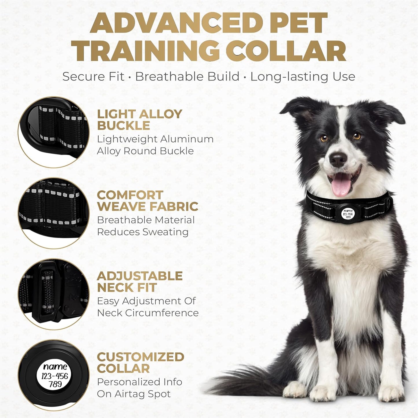 Upgraded AirTag Dog Collar, Waterproof Tactical Dog Collar with AirTag Holder with Reflective, Ultra-Durable, Comfortable Padded, Heavy Duty Dog Collars for Medium to Large Dogs (L Black)